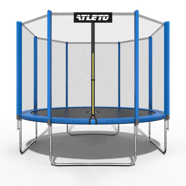 Батут дитячий з сіткою 374 см Atleto синій + в подарунок  м'ячик14
