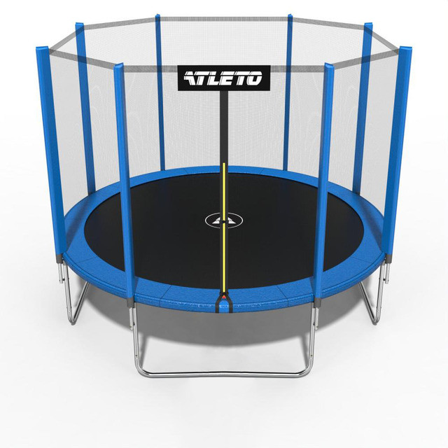 Батут дитячий з сіткою 374 см Atleto синій + в подарунок  м'ячик15