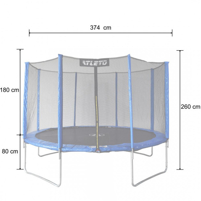 Батут дитячий з сіткою 374 см Atleto синій + в подарунок  м'ячик18