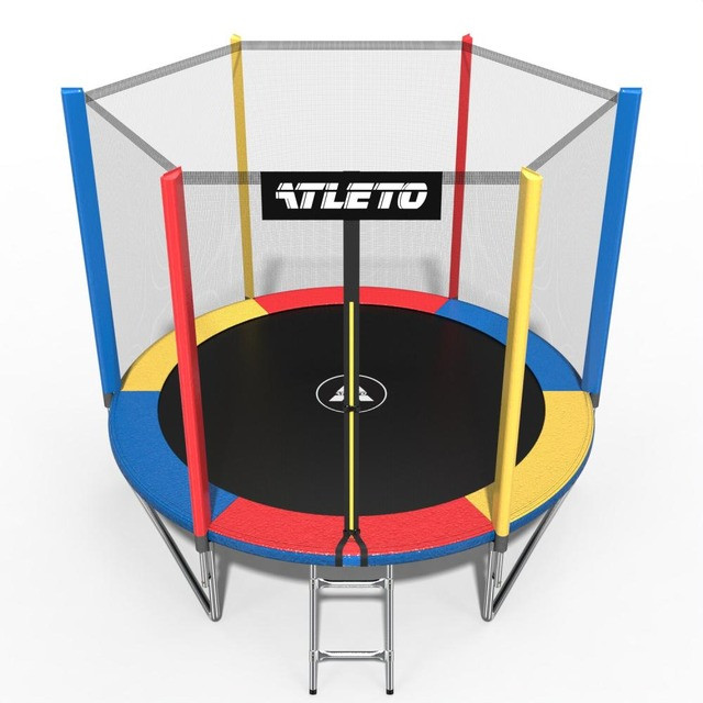 Батут Atleto 252 см з сіткою multikolor + в подарунок  м'ячик11