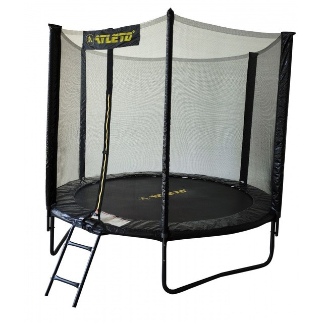 Батут з сіткою та драбинкою 252 см Atleto Black + подарунок  м'ячик5