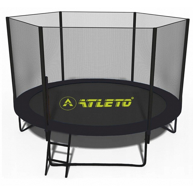 Батут з сіткою та драбинкою 252 см Atleto Black + подарунок  м'ячик2