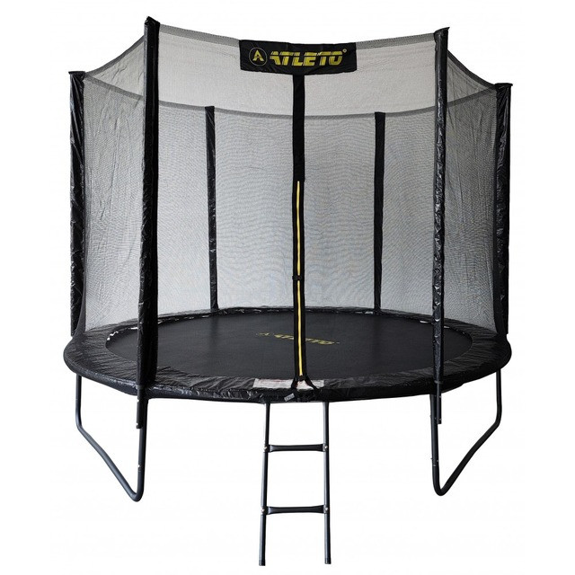 Батут з сіткою та драбинкою 312 см Atleto Black + подарунок  м'ячик2