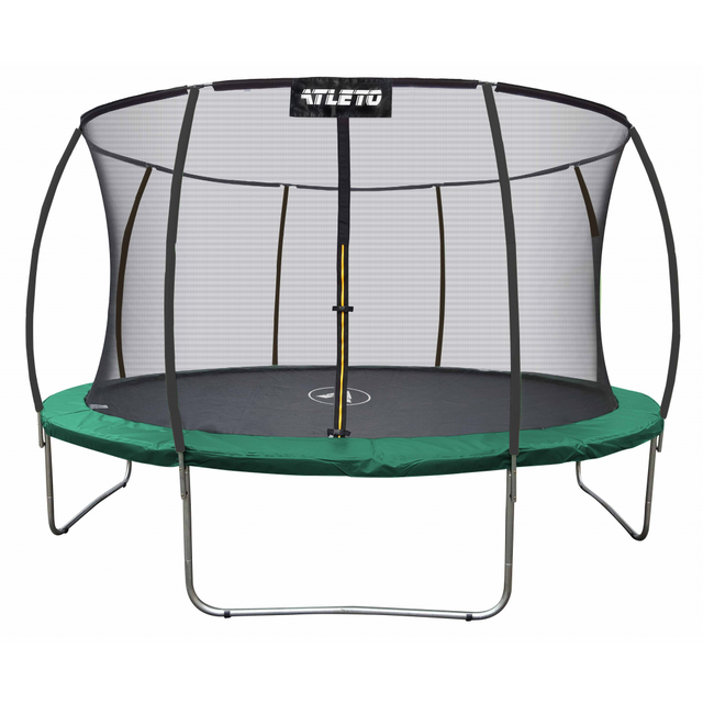 Батут 404 см з внутрішньою сіткою та драбинкою зелений + в подарунок м'ячик0