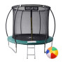 Батут дитячий 252 см з внутрішньою сіткою та драбинкою Atleto зелений + в подарунок  м'ячик14