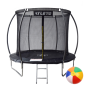 Батут дитячий 252 см з внутрішньою сіткою та драбинкою чорний + в подарунок м'ячик0