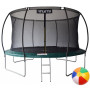 Батут 404 см з внутрішньою сіткою та драбинкою зелений + в подарунок м'ячик4