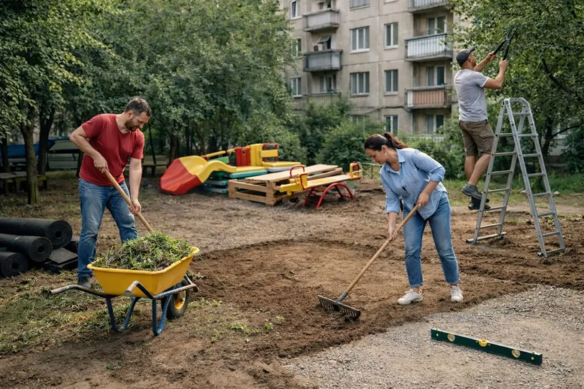 Как приготовить территорию под монтаж детской площадки?