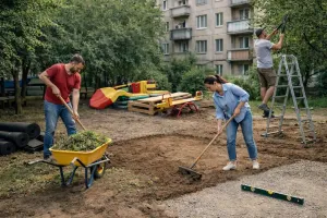 Как приготовить территорию под монтаж детской площадки?